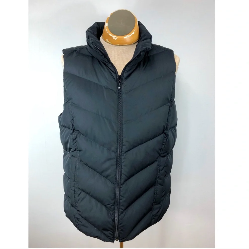 Lands End black down‎ feather puffer vest Sz M
